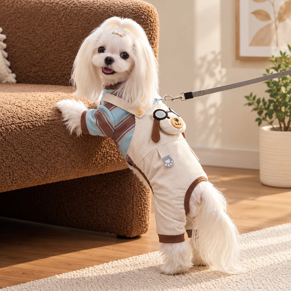 Dog Coat | Corduroy Teddy Dog Overalls for Autumn & Winter