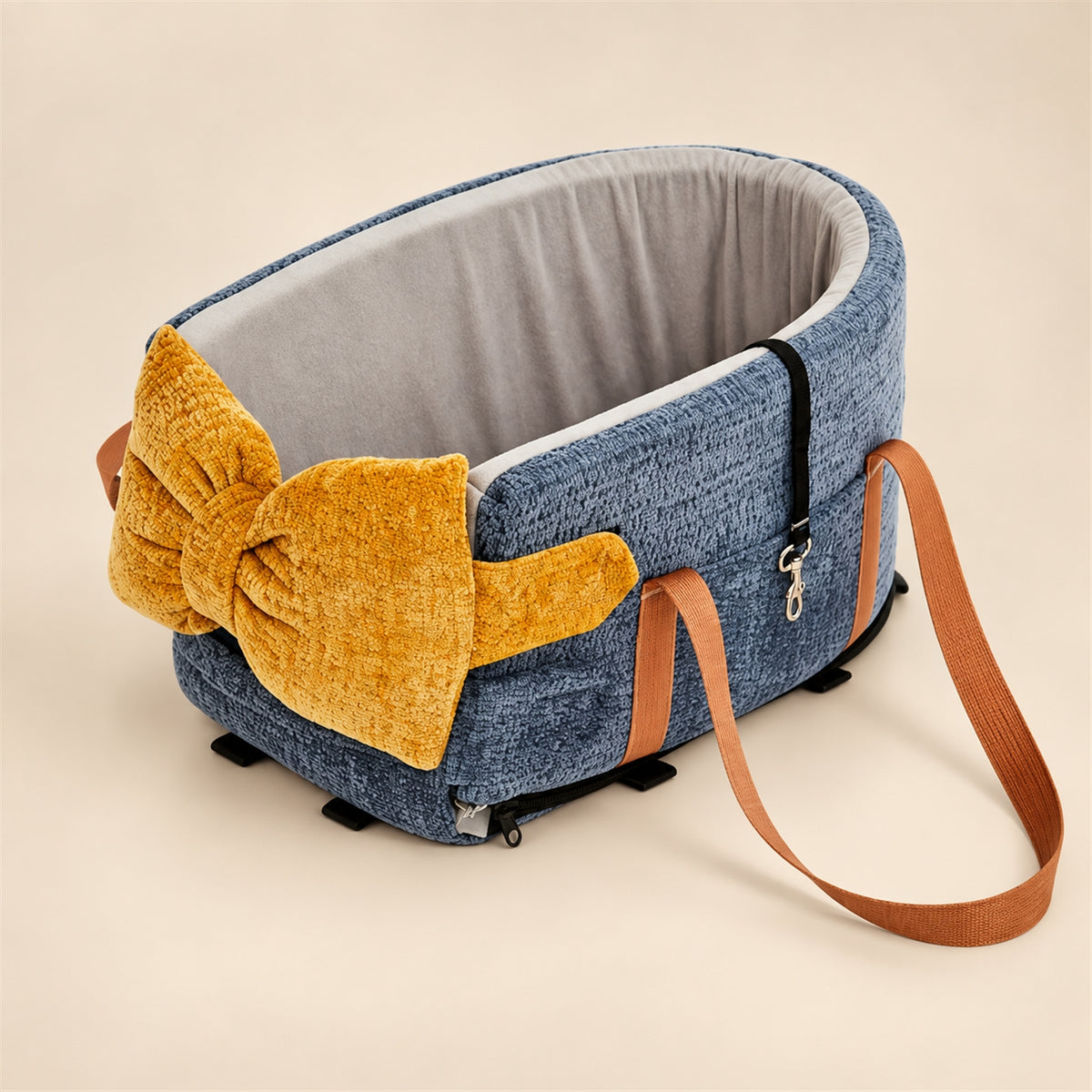 Dog Car Seat & Carrier Bag | Chenille with Carry Handles & Removable Cover