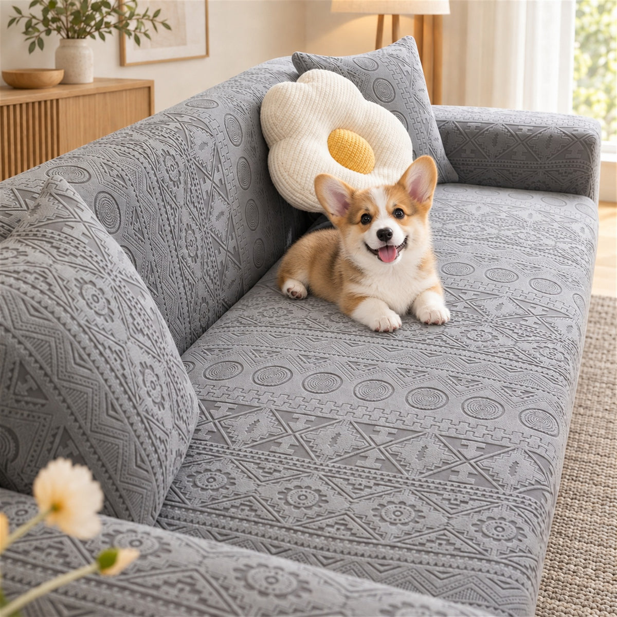 Stretch Sofa Cover | Full-Coverage Sofa Protector | Polyester & Elastane