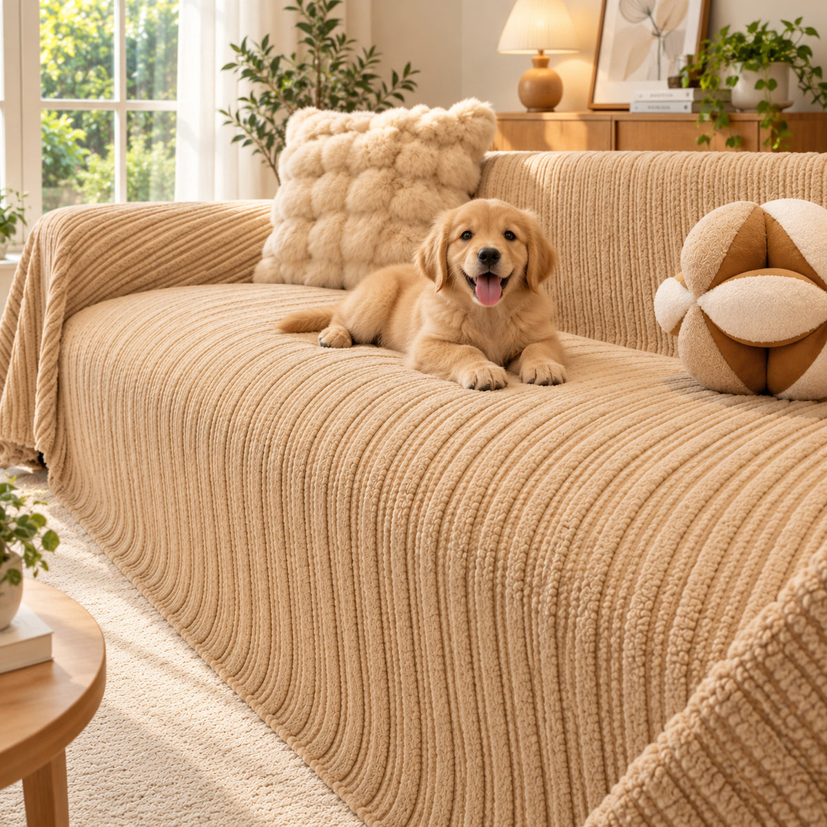 Warm Plush Flannel Sofa Cover | Machine-Washable Sofa Throw