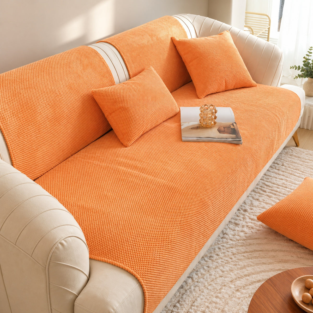 Waffle Sofa Cover | Non-Slip & Machine Washable