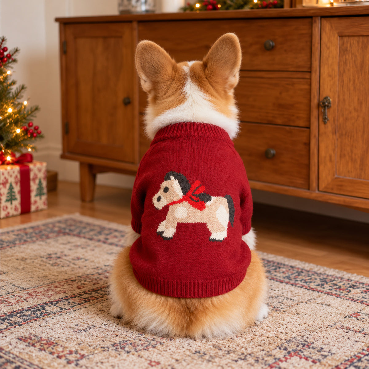 Red Christmas Jumper for Dogs & Cats | Knitted Winter Pet Sweater