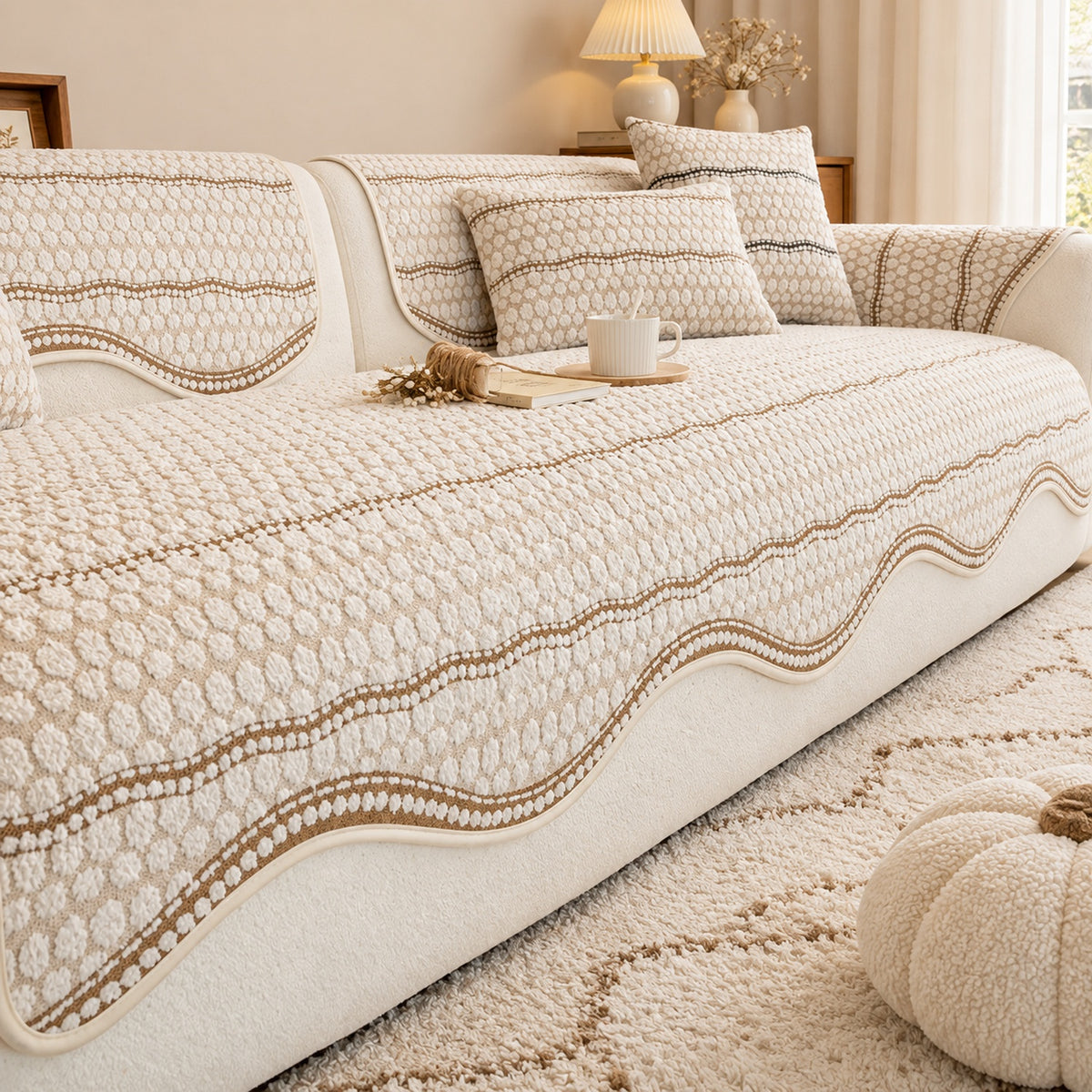 Puffy Bubble Sofa Cover | Soft, Non-Slip & Machine Washable