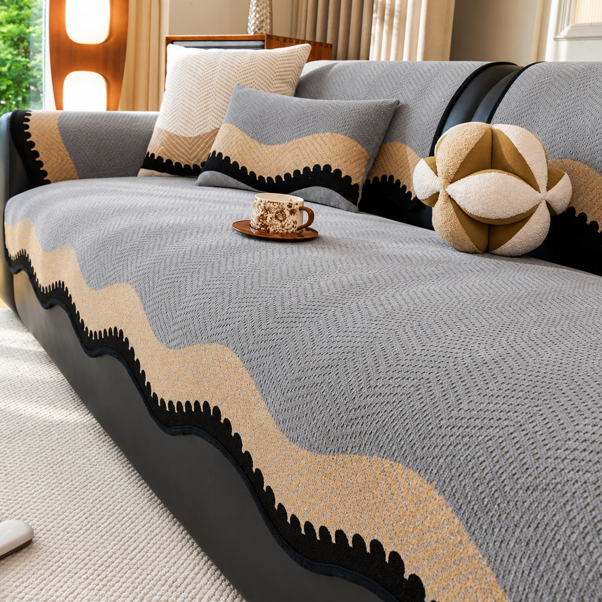 Chenille Sofa Cover | Wavy Edge Non-Slip | Machine Washable