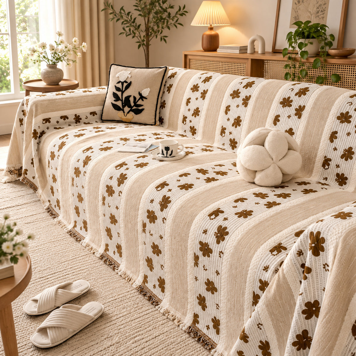Sofa Cover & Chenille Sofa Throw | Daisy Lane | Machine Washable
