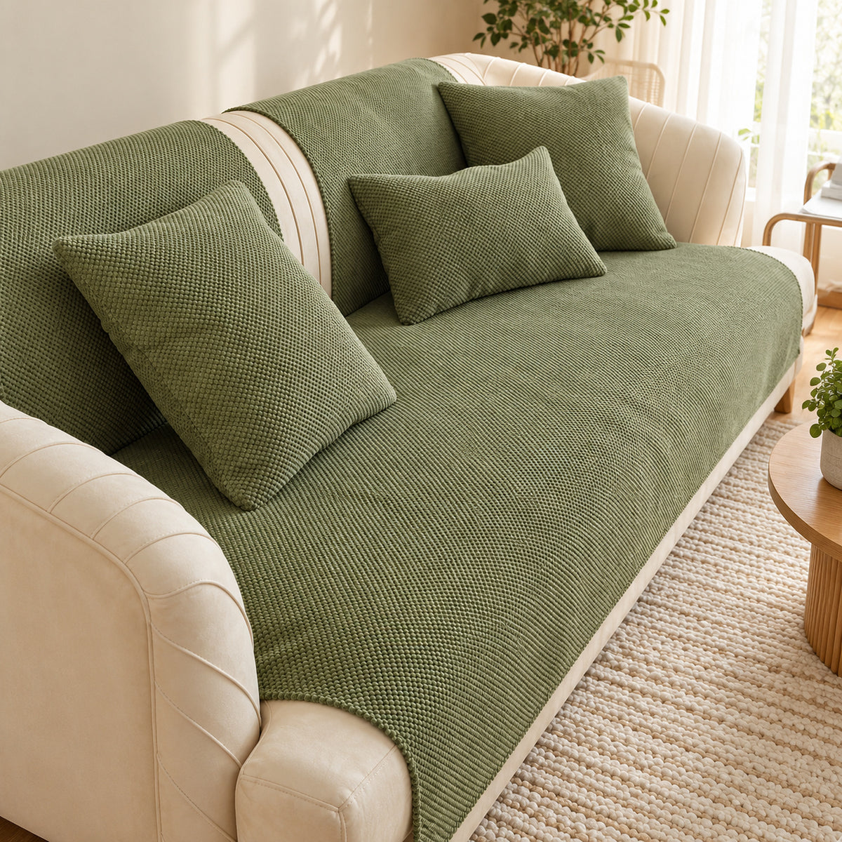 Waffle Sofa Cover | Non-Slip & Machine Washable