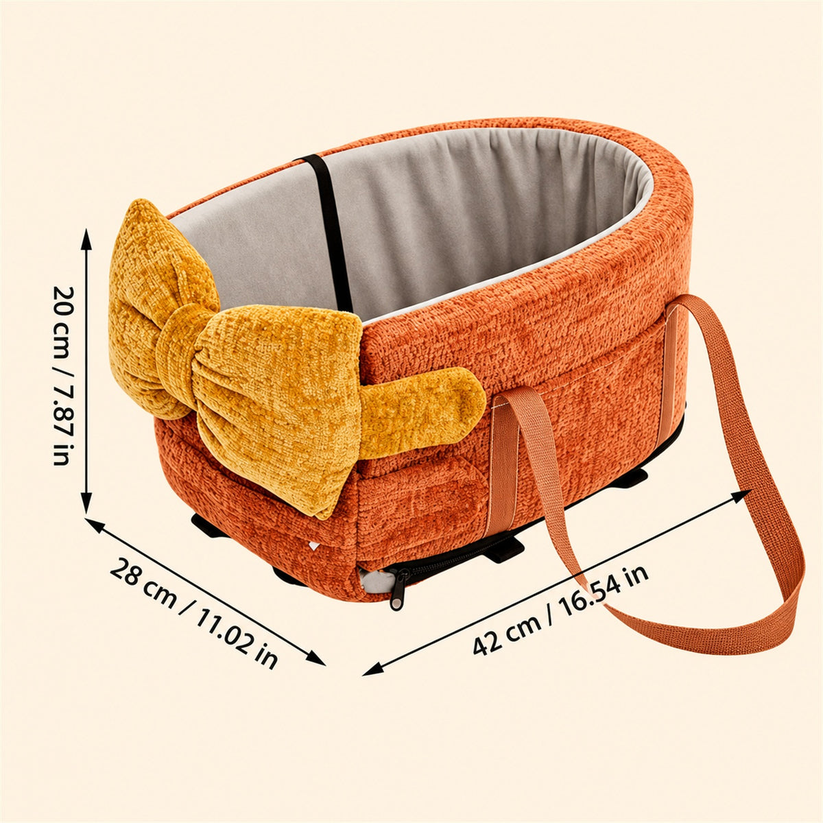 Dog Car Seat & Carrier Bag | Chenille with Carry Handles & Removable Cover