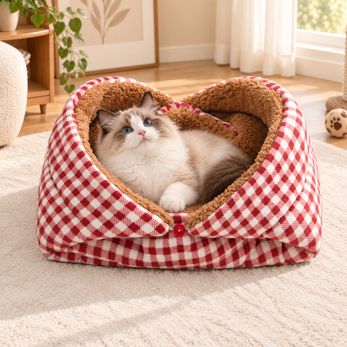 Dog Bed & Cat Bed | Convertible Plush Winter Nest | Hand-Washable