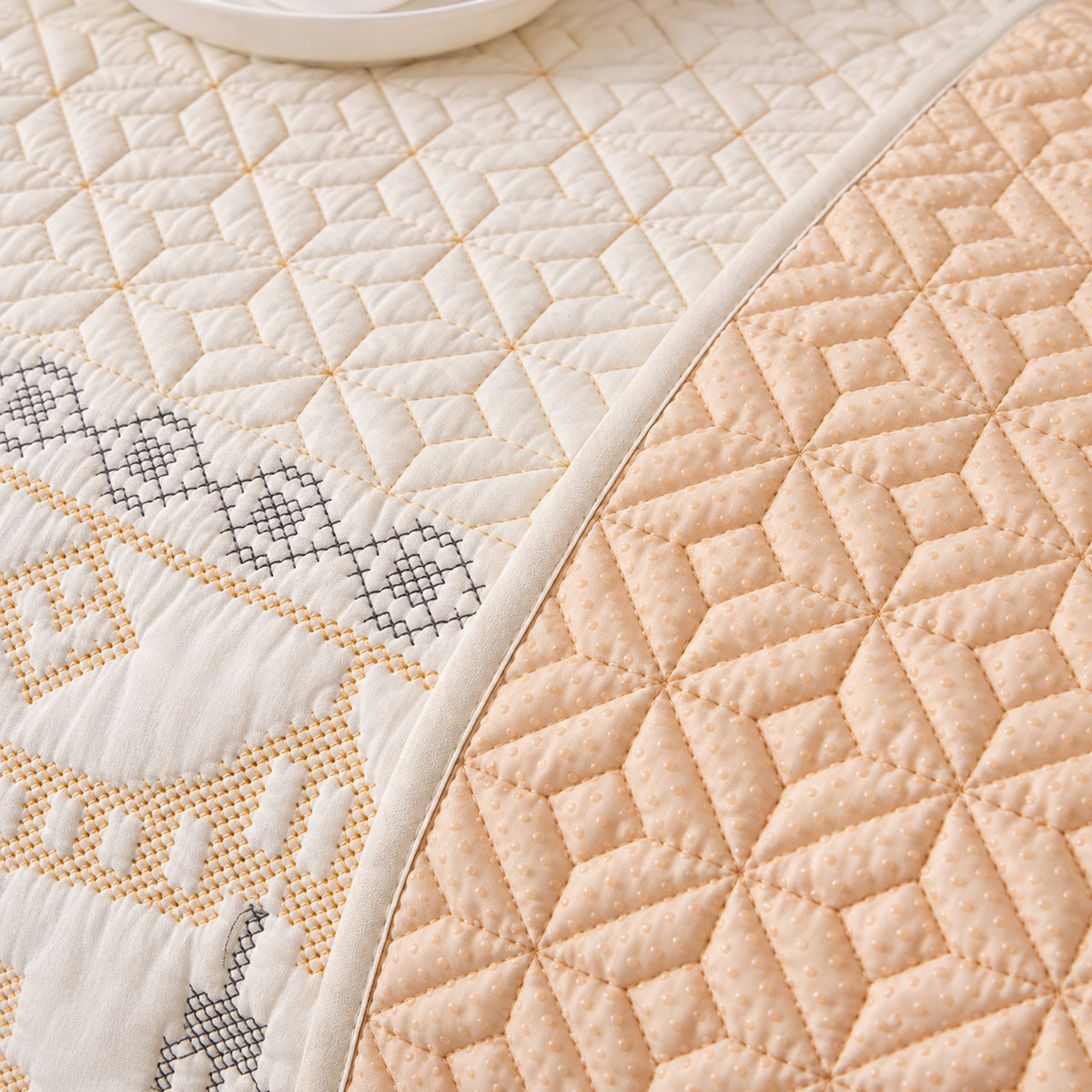 Embroidered Cotton Sofa Cover | Non-Slip Sofa Protector | Machine Washable