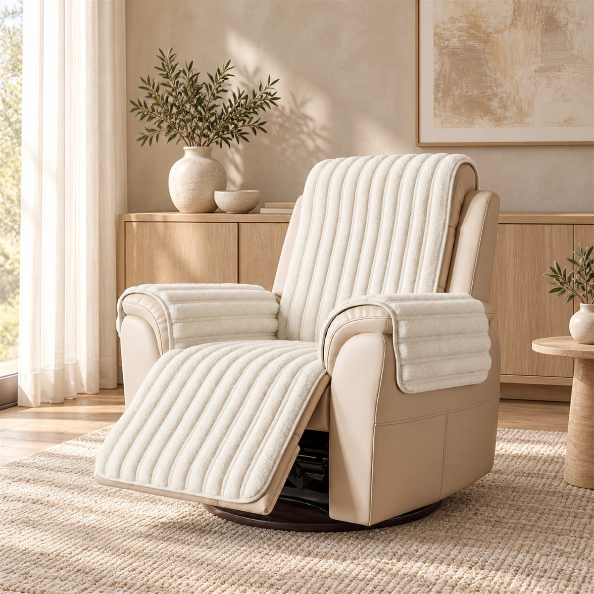 Waterproof Sofa & Recliner Cover | Ribbed Plush | Non-Slip, Machine Washable