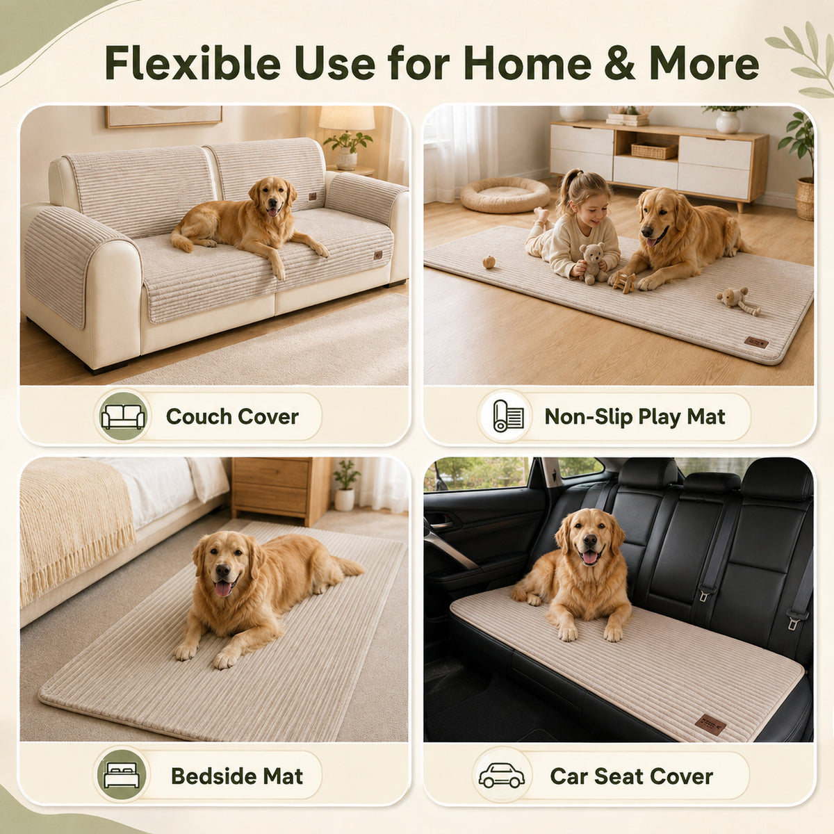 Furry Plush Sofa Protector | Soft Non-Slip Machine-Washable Cover for Pet Homes