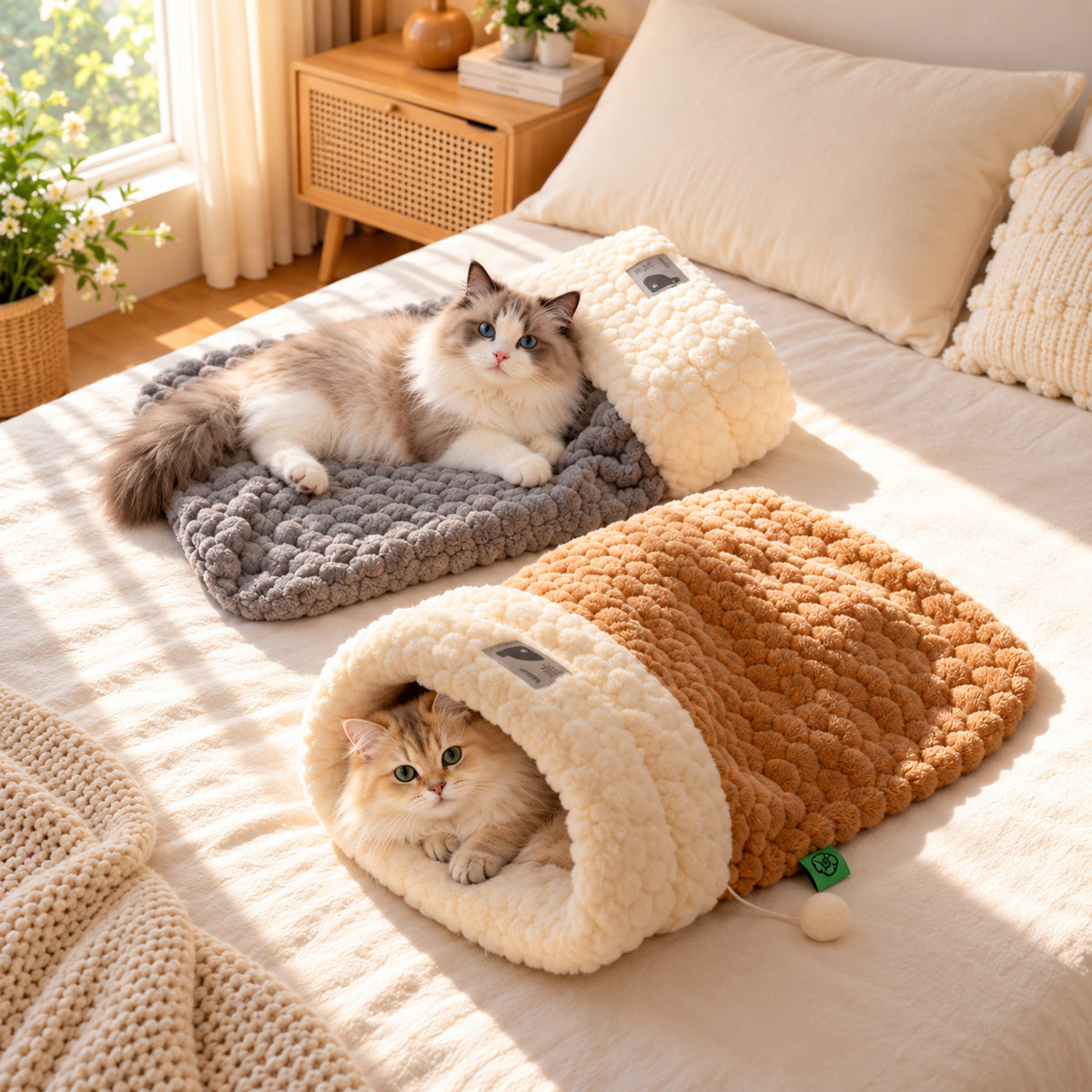 Cat Bed | Cosy Plush Winter Sleeping Bag