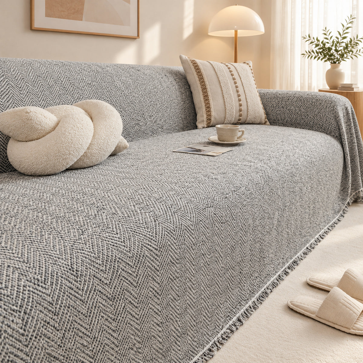 Sofa Cover | Flecked Chenille Sofa Throw | Scratch-Resistant & Machine Washable