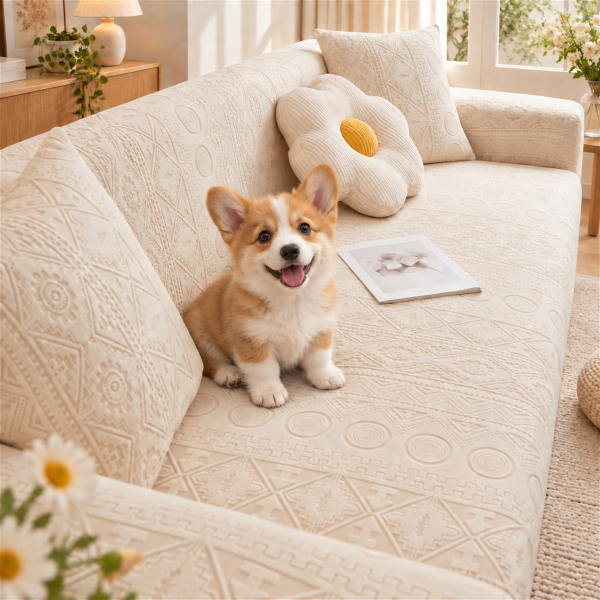 Stretch Sofa Cover | Full-Coverage Sofa Protector | Polyester & Elastane