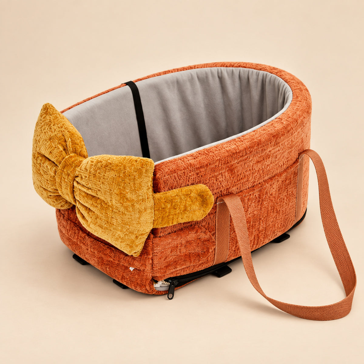 Dog Car Seat & Carrier Bag | Chenille with Carry Handles & Removable Cover