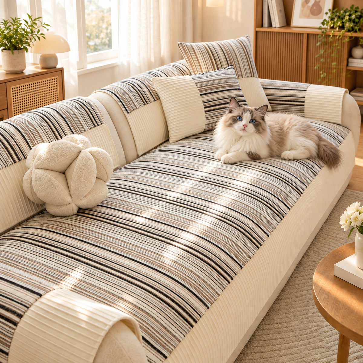 Chenille Sofa Cover | Cat-Scratch-Resistant, Non-Slip Sofa Protector