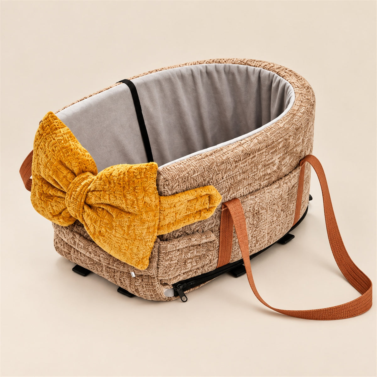 Dog Car Seat & Carrier Bag | Chenille with Carry Handles & Removable Cover