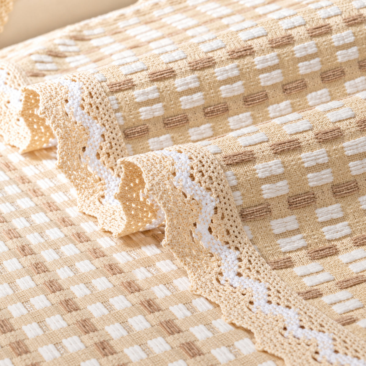Cotton & Linen Lattice Sofa Cover | Non-Slip Washable | Sofa Protector