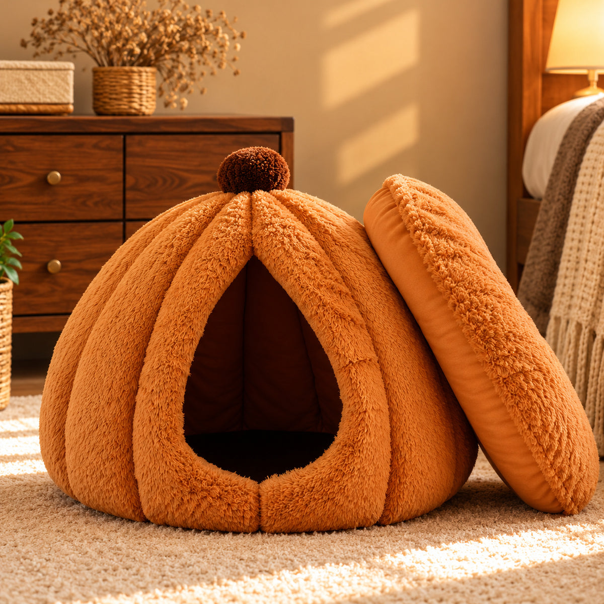 Pumpkin Cat Bed & Dog Bed | Cosy Winter Cave