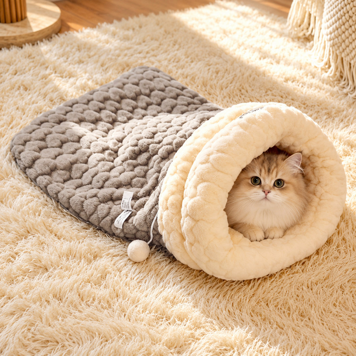Cat Bed | Cosy Plush Winter Sleeping Bag