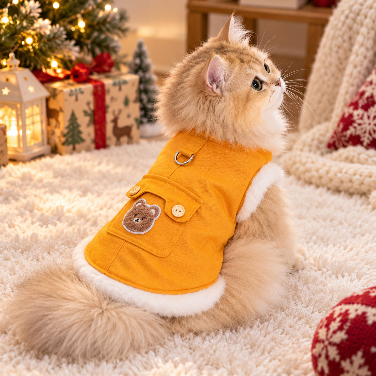 Winter Dog Jumper with Teddy Bear Pocket | Cosy Pet Sweater