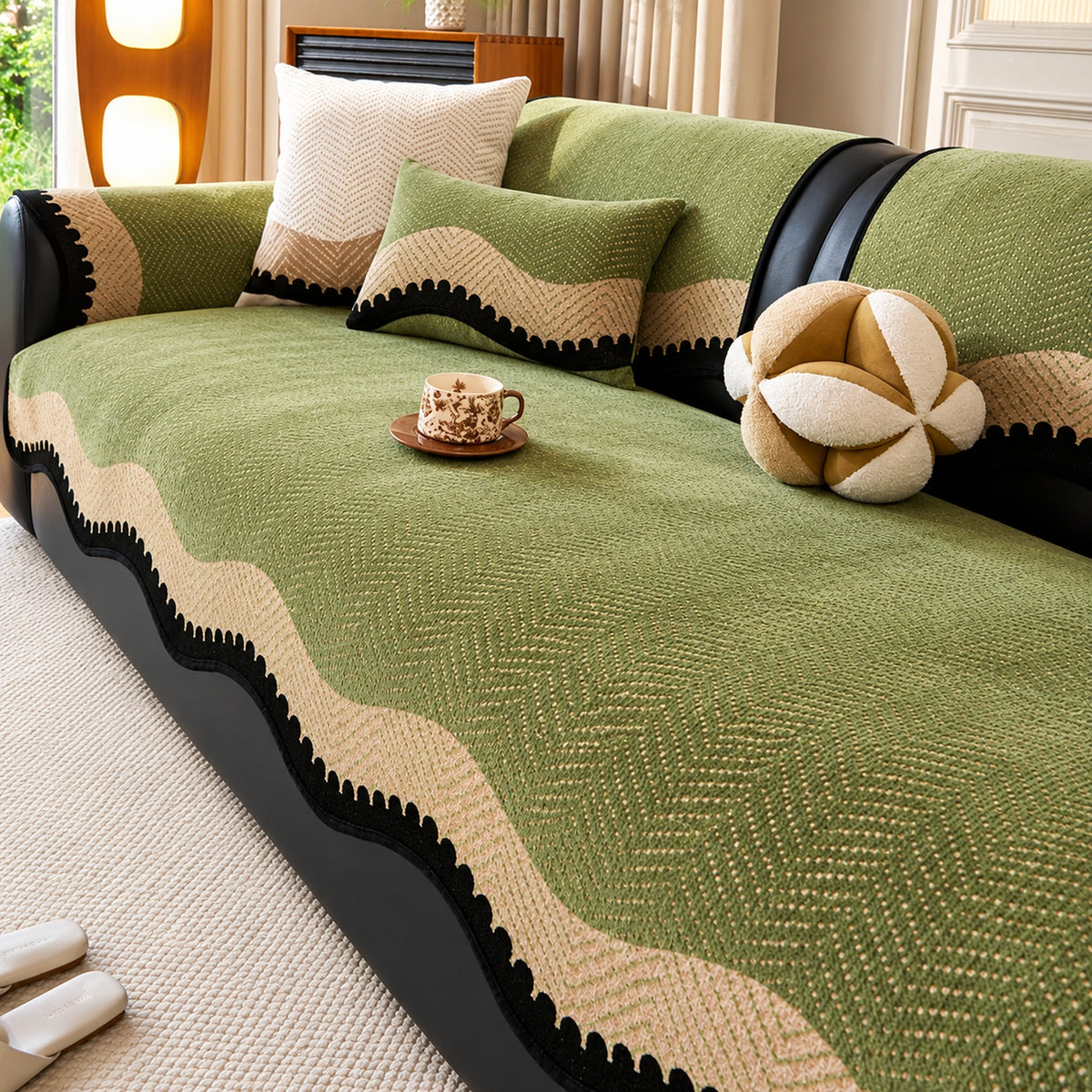 Chenille Sofa Cover | Wavy Edge Non-Slip | Machine Washable
