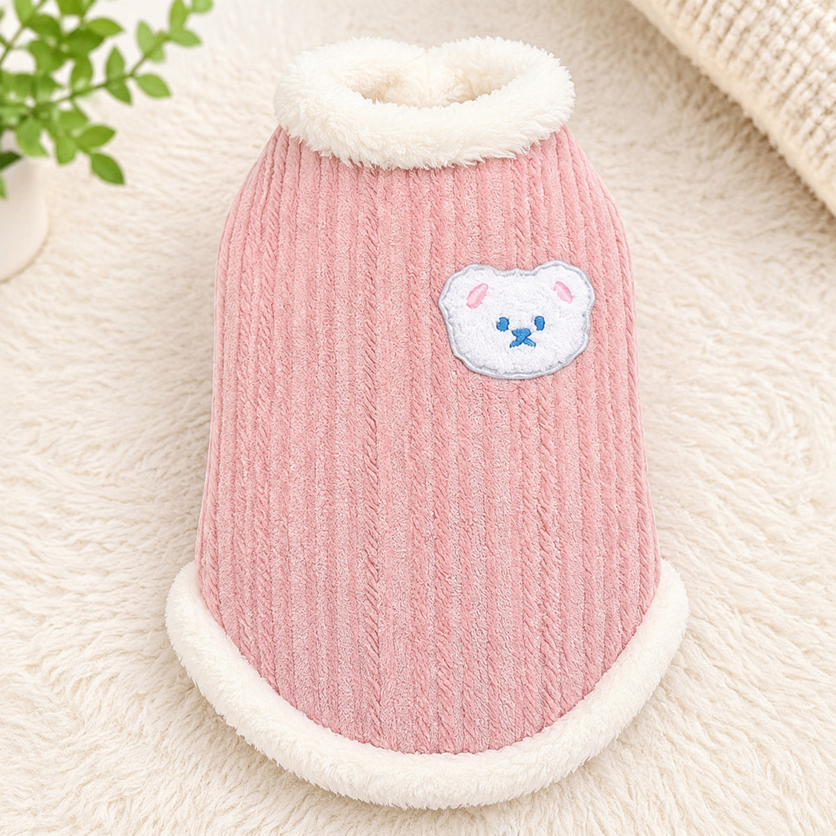 Pink Knitted Jumper for Dogs & Cats | Fleece-Lined