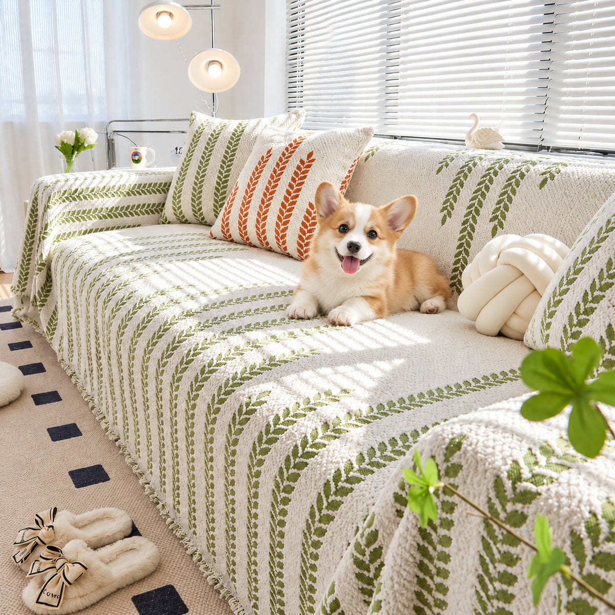 Plush Fleece Sofa Cover & Sofa Throw | Cat-Scratch-Resistant | Machine-Washable