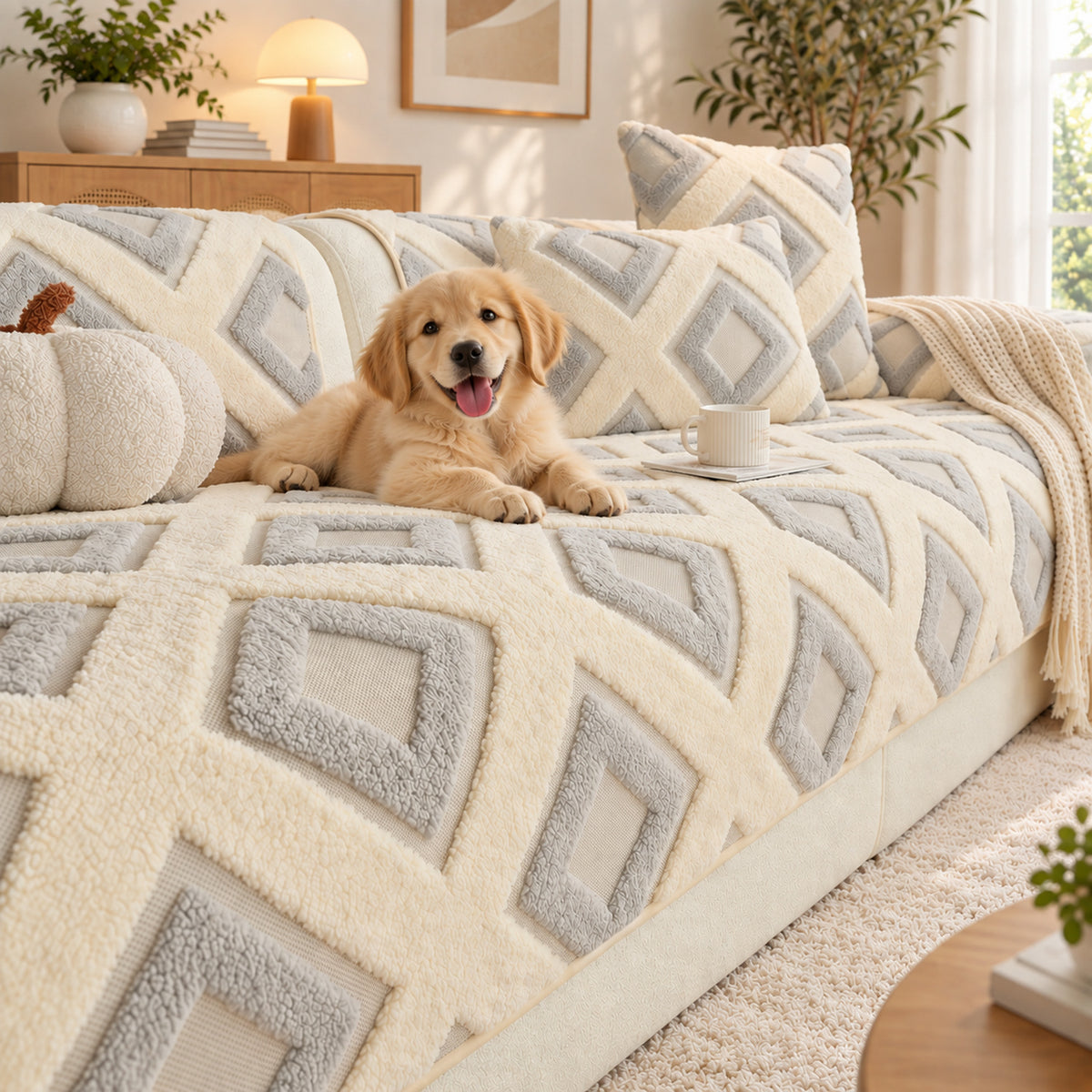 Winter Sofa Cover | Soft Cotton Fleece Non-Slip Sofa Protector