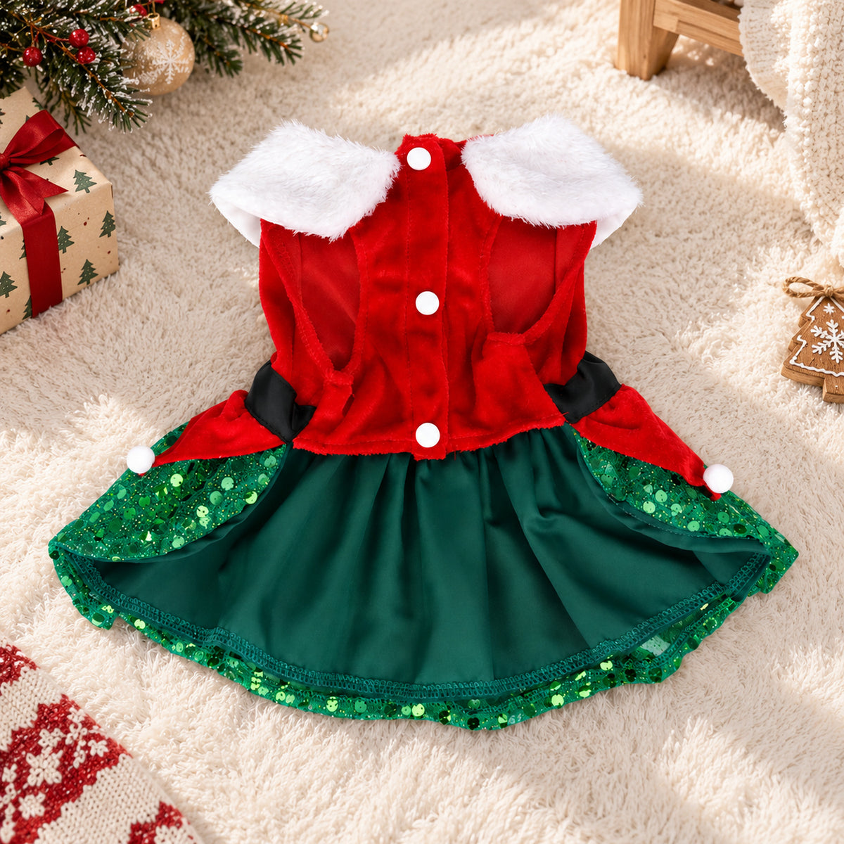 Christmas Dog Outfit | Sparkly Christmas Dress for Dogs & Cats
