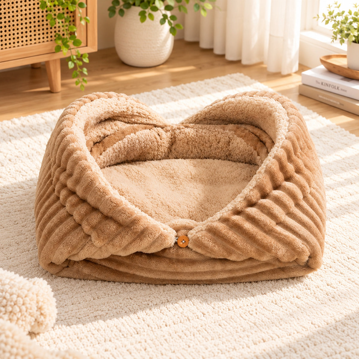 Dog Bed & Cat Bed | Convertible Plush Winter Nest | Hand-Washable
