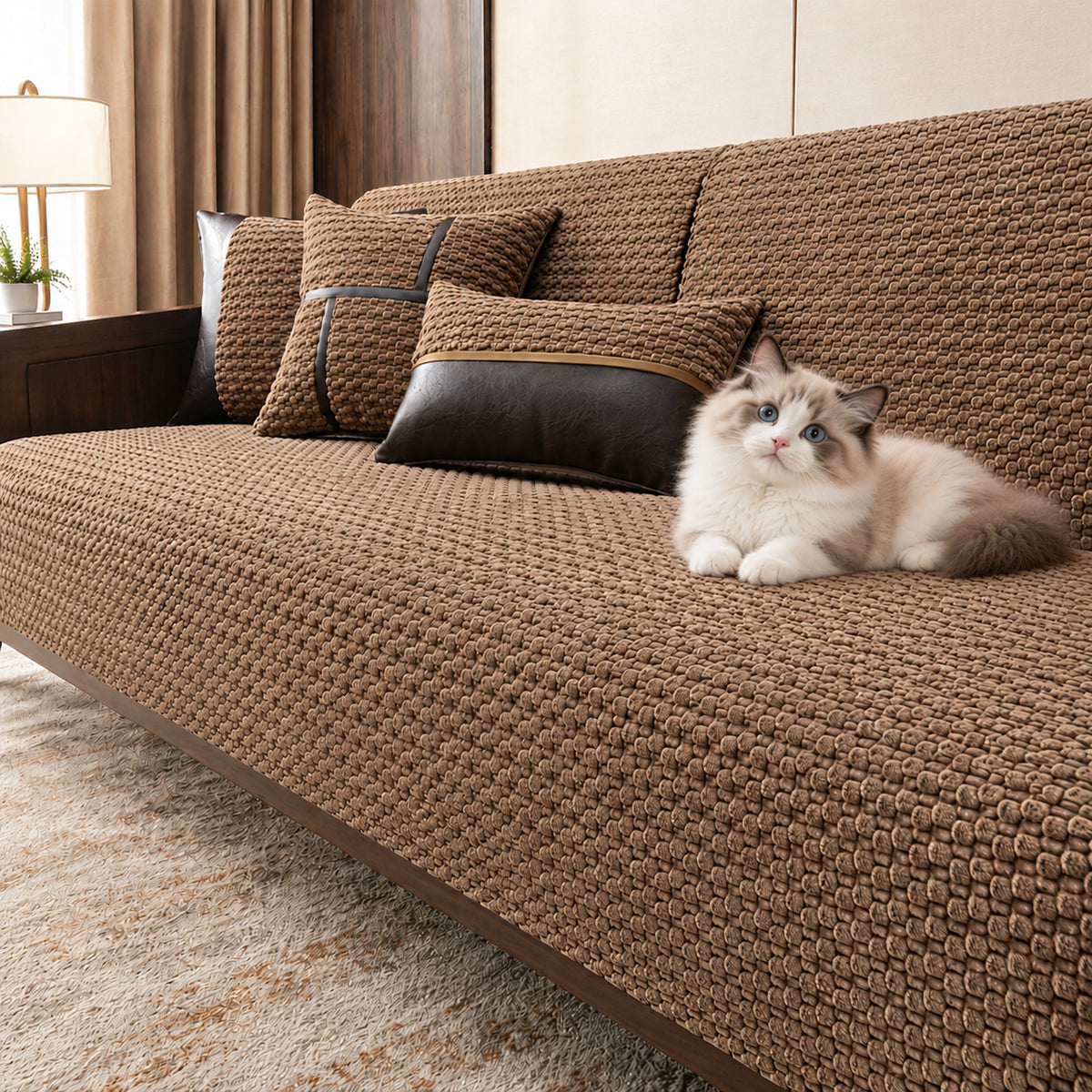 Pebble Sofa Cover | Plush Non-Slip Sofa Protector | Machine Washable