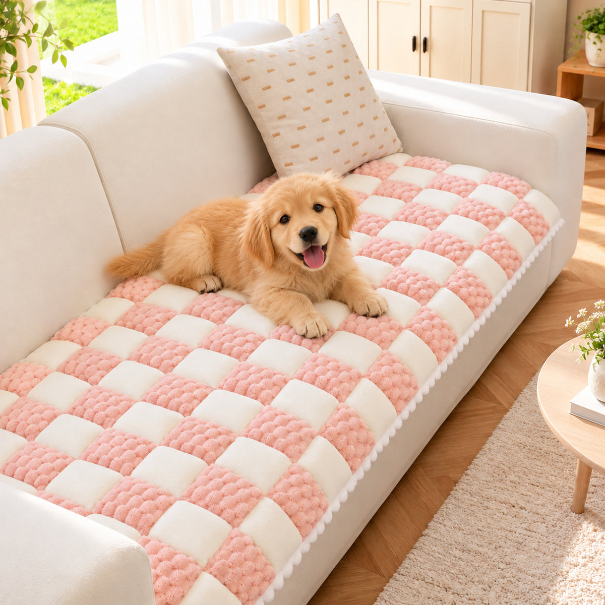 Quilted Plush Sofa Cover | Non-Slip Sofa Protector | Machine Washable