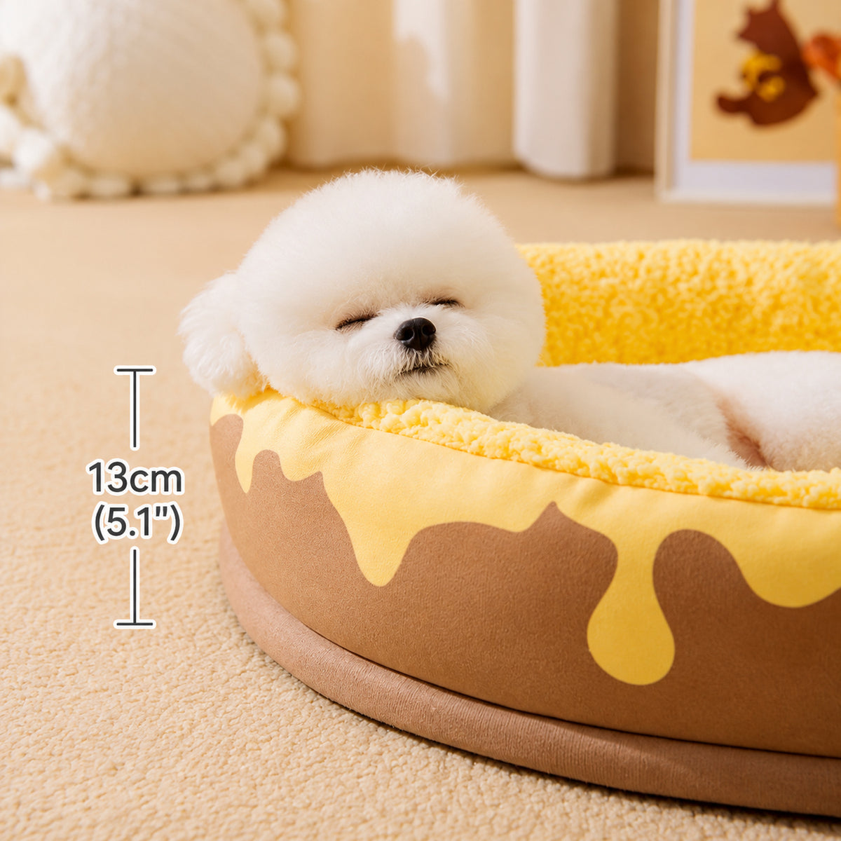 Honey Pot Dog Bed & Cat Bed | All-Season Washable Pet Bed | Flannel