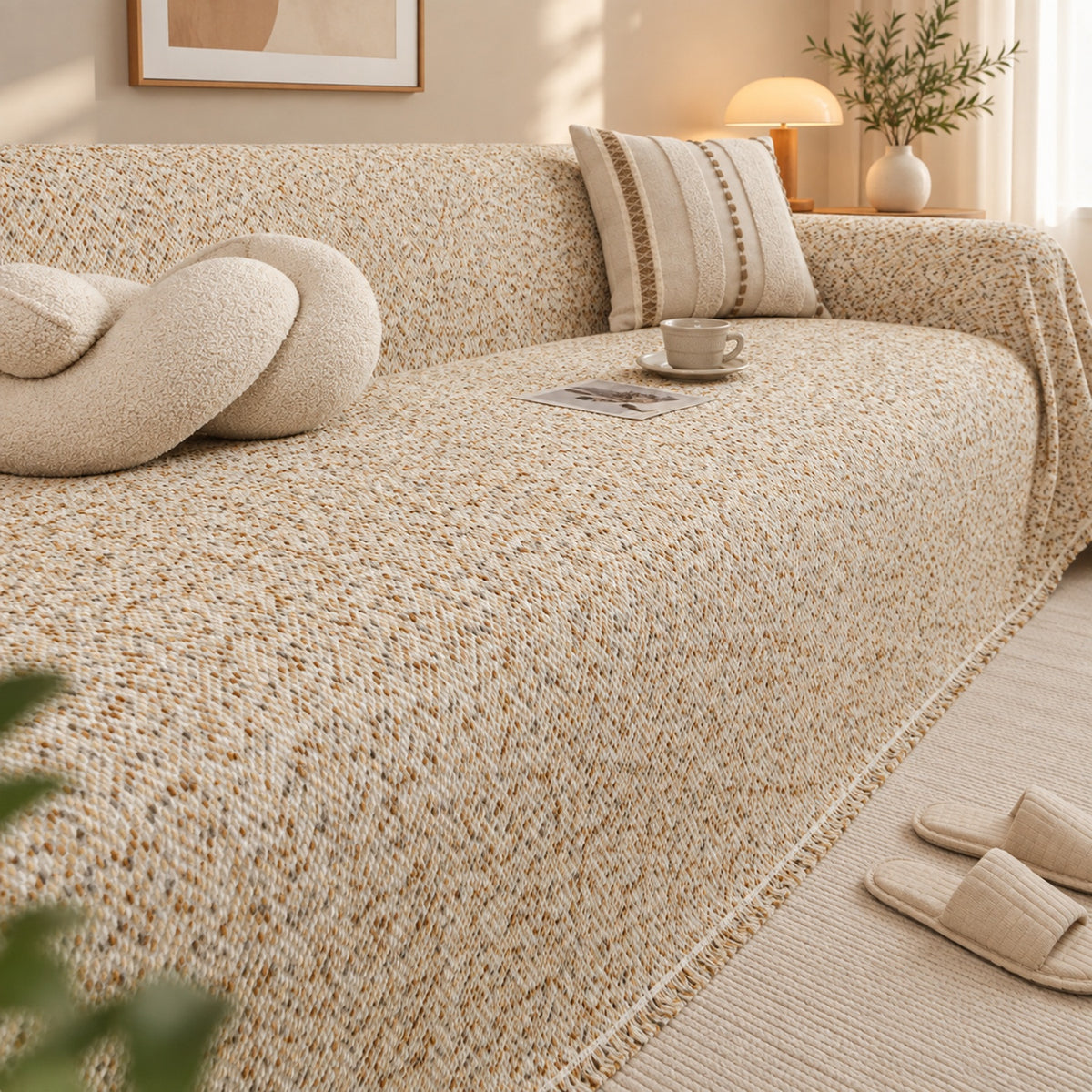Sofa Cover | Flecked Chenille Sofa Throw | Scratch-Resistant & Machine Washable