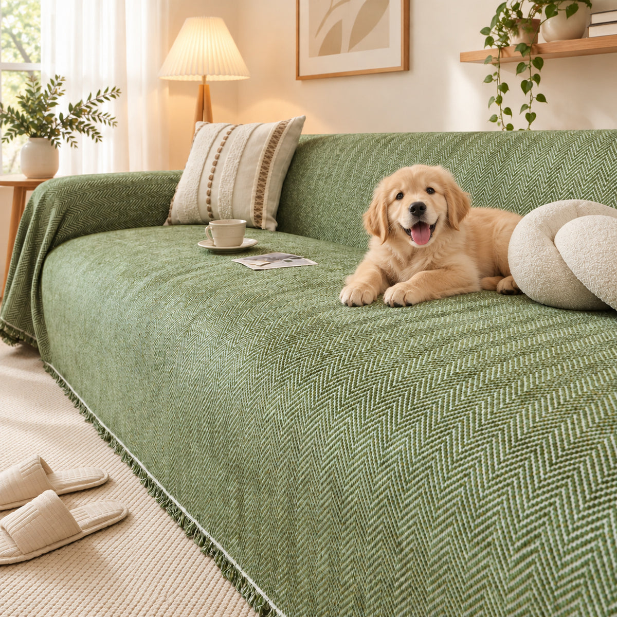 Sofa Cover | Flecked Chenille Sofa Throw | Scratch-Resistant & Machine Washable