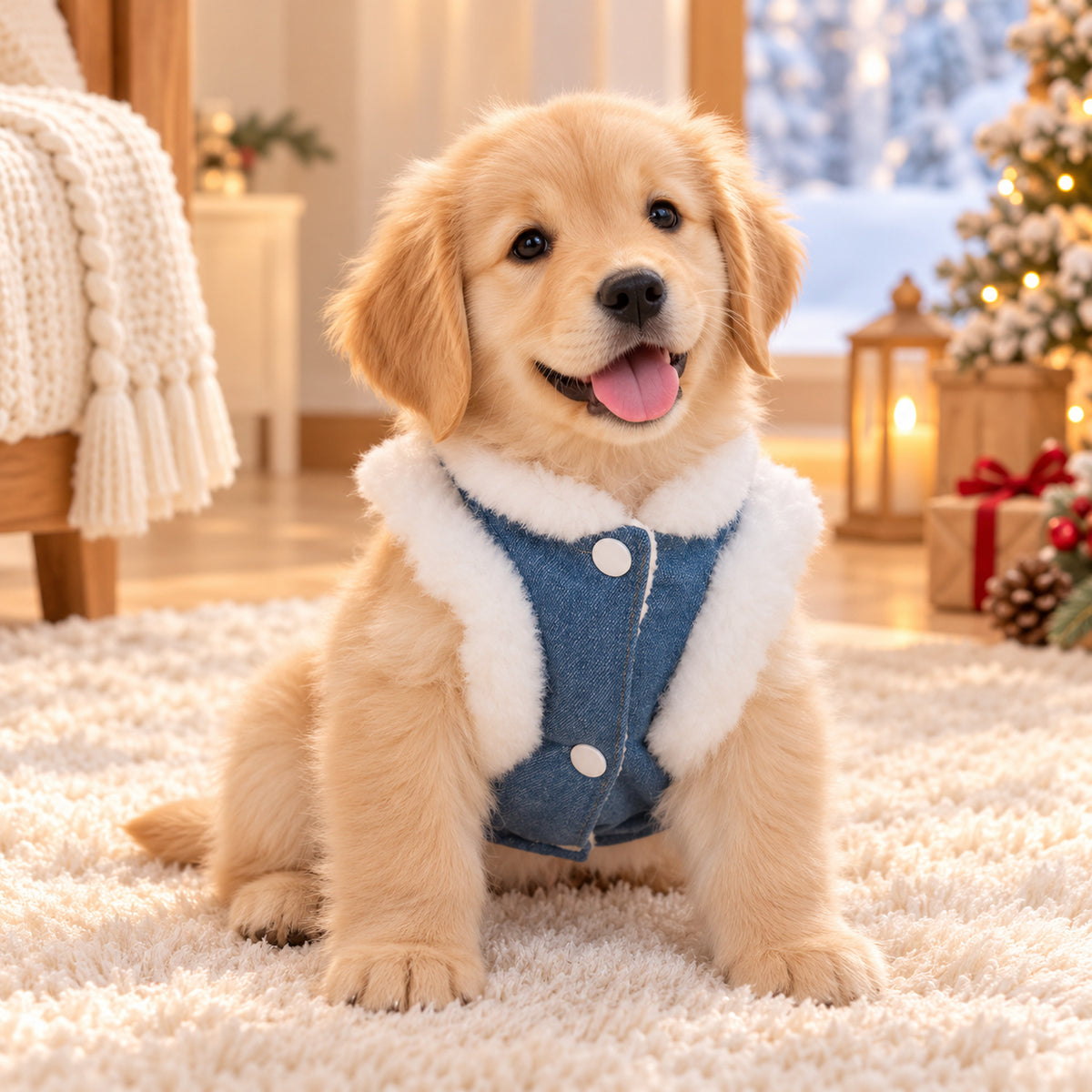 Winter Dog Jumper with Teddy Bear Pocket | Cosy Pet Sweater