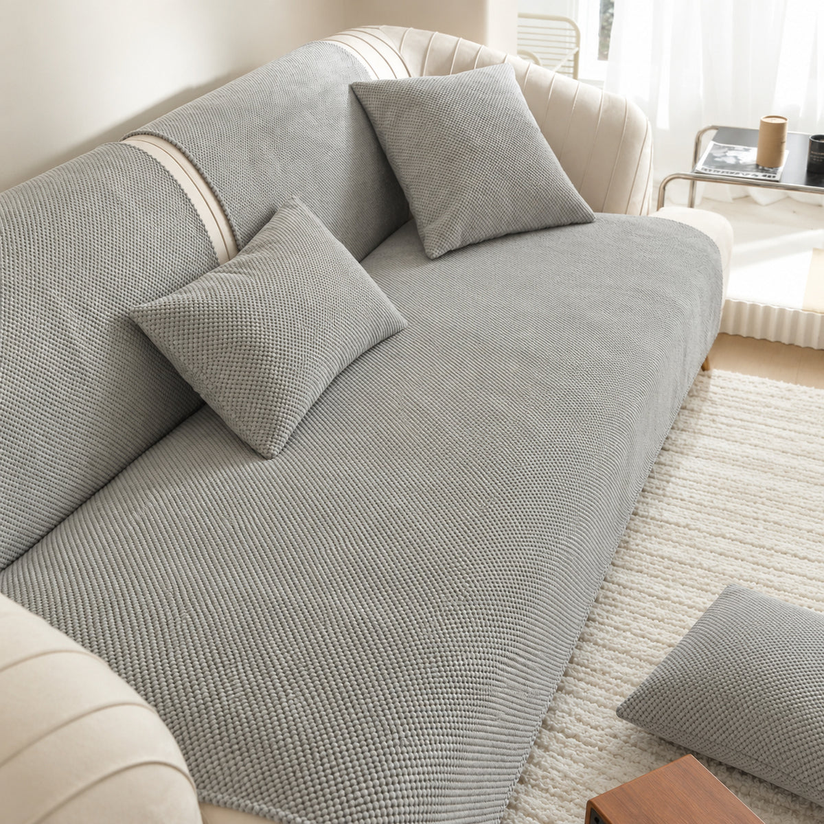 Waffle Sofa Cover | Non-Slip & Machine Washable
