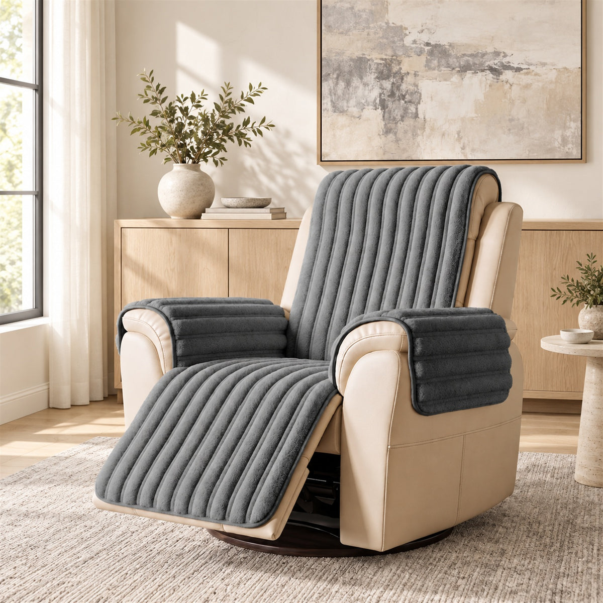 Waterproof Sofa & Recliner Cover | Ribbed Plush | Non-Slip, Machine Washable