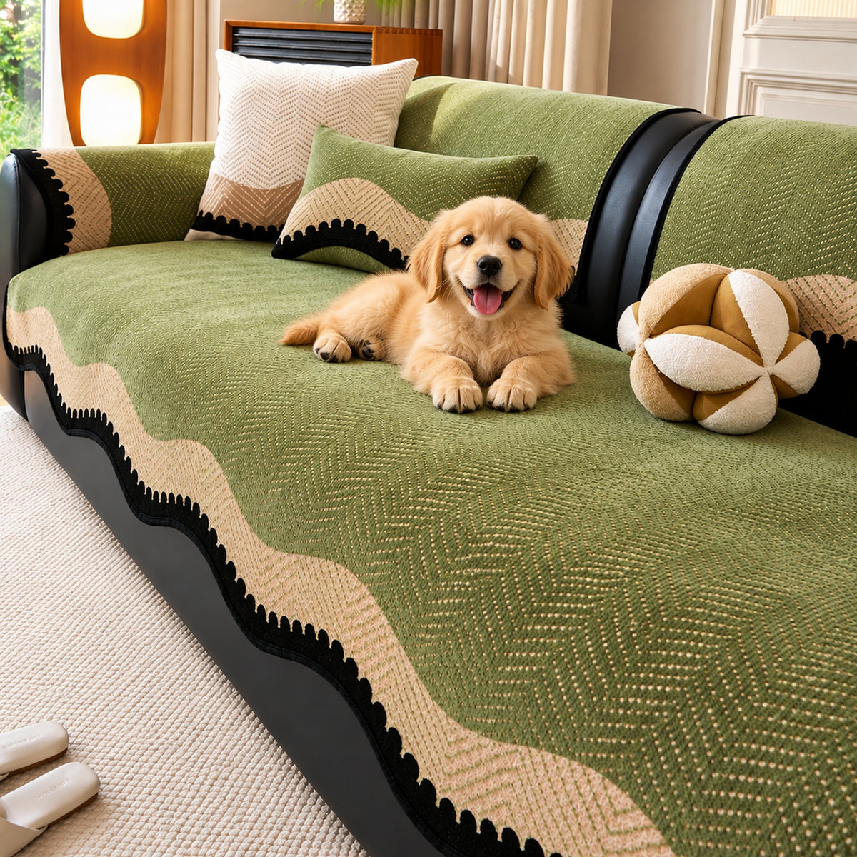 Chenille Sofa Cover | Wavy Edge Non-Slip | Machine Washable