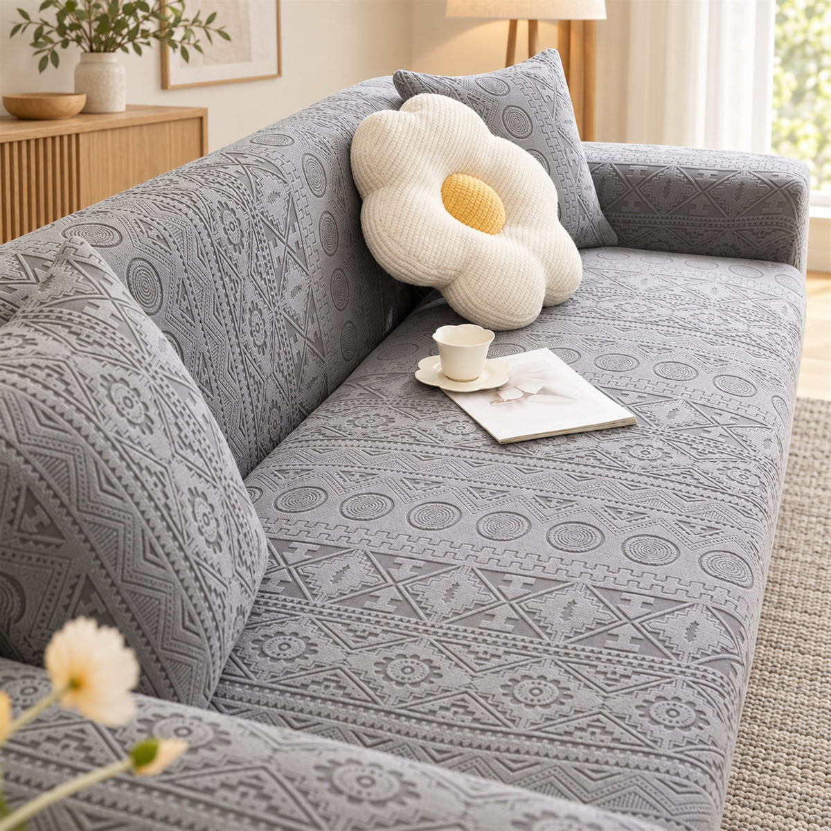 Stretch Sofa Cover | Full-Coverage Sofa Protector | Polyester & Elastane