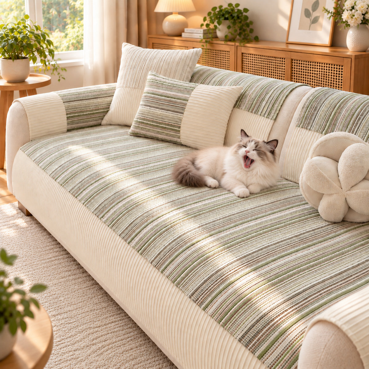 Chenille Sofa Cover | Cat-Scratch-Resistant, Non-Slip Sofa Protector