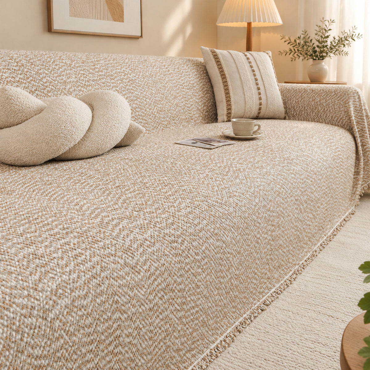Sofa Cover | Flecked Chenille Sofa Throw | Scratch-Resistant & Machine Washable