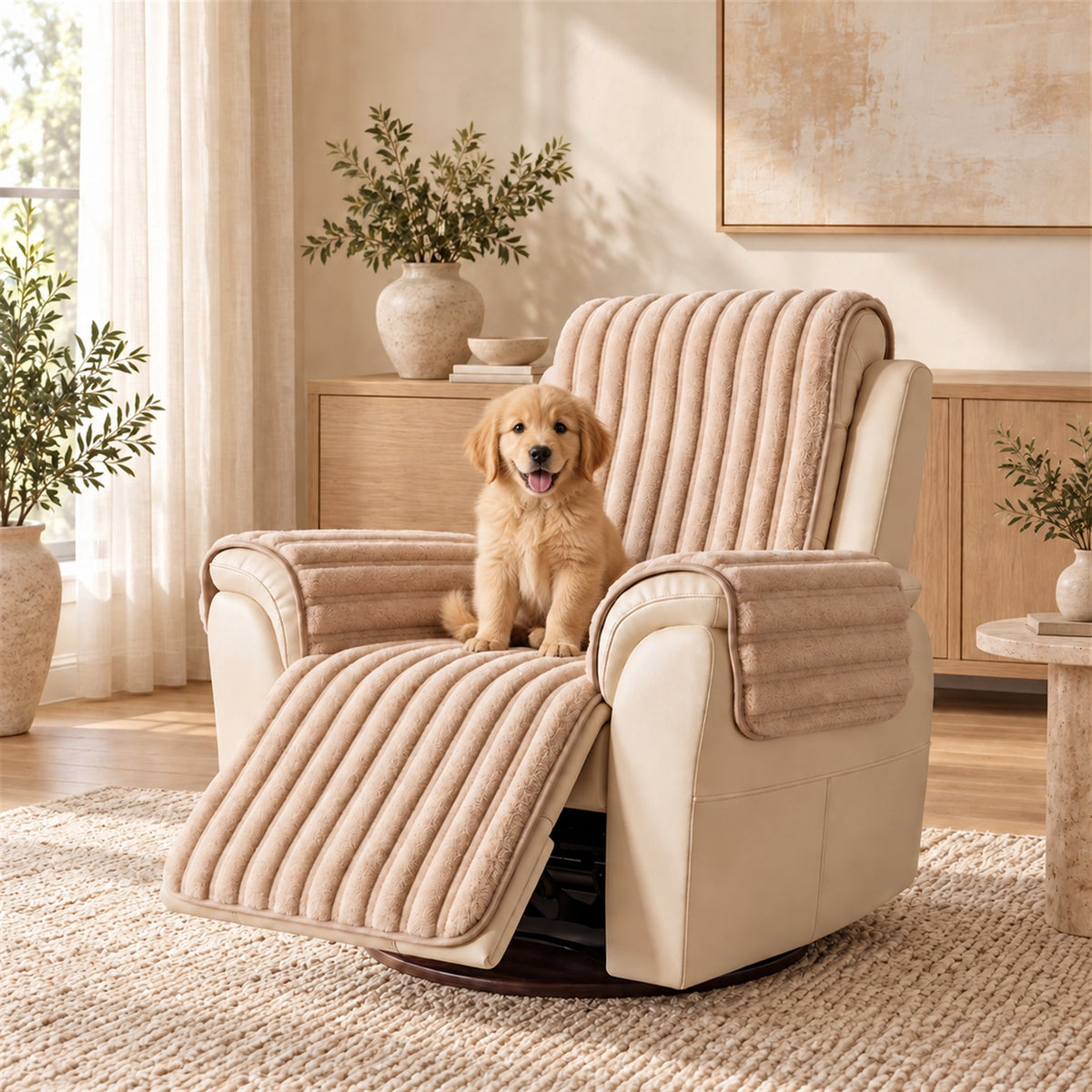 Waterproof Sofa & Recliner Cover | Ribbed Plush | Non-Slip, Machine Washable