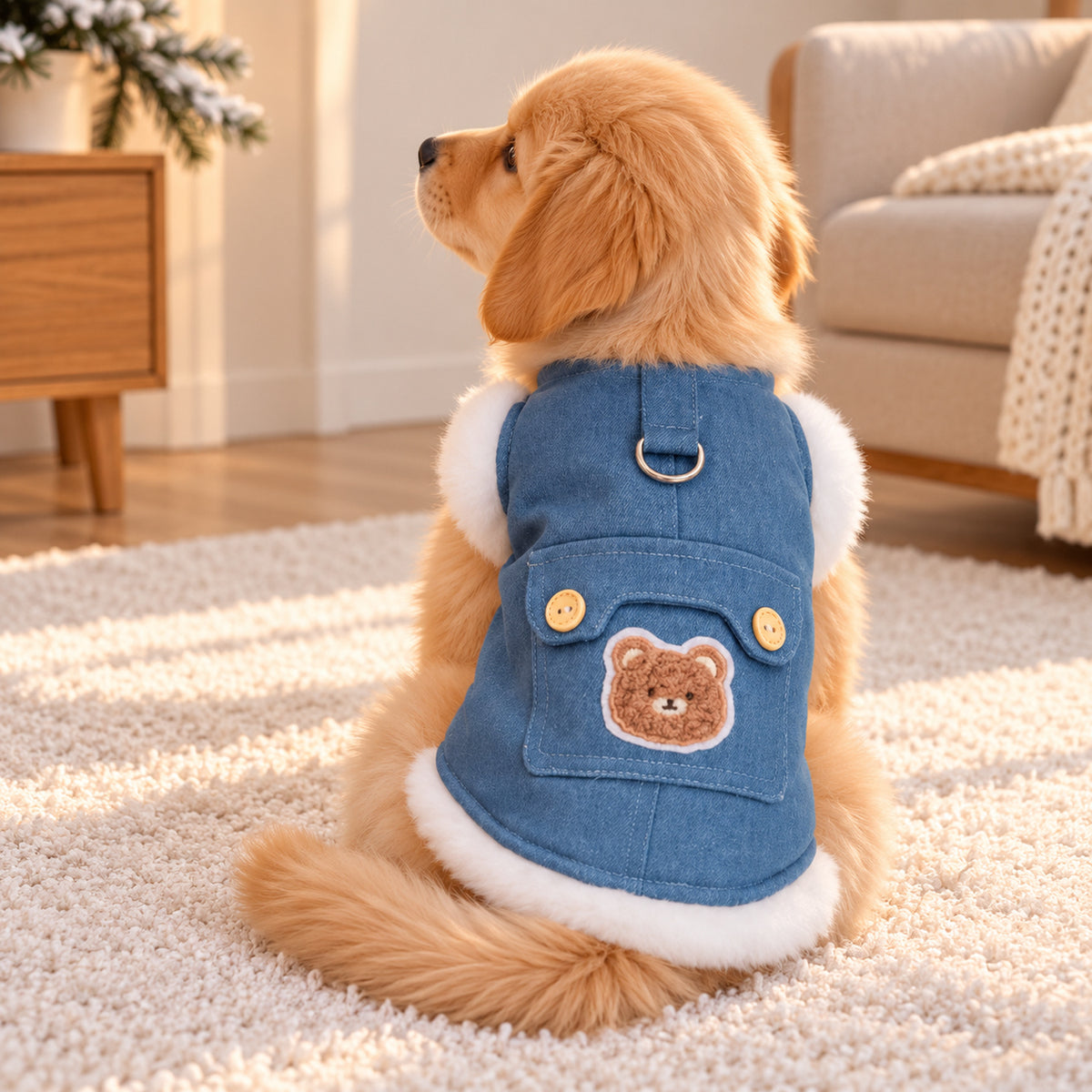 Winter Dog Jumper with Teddy Bear Pocket | Cosy Pet Sweater