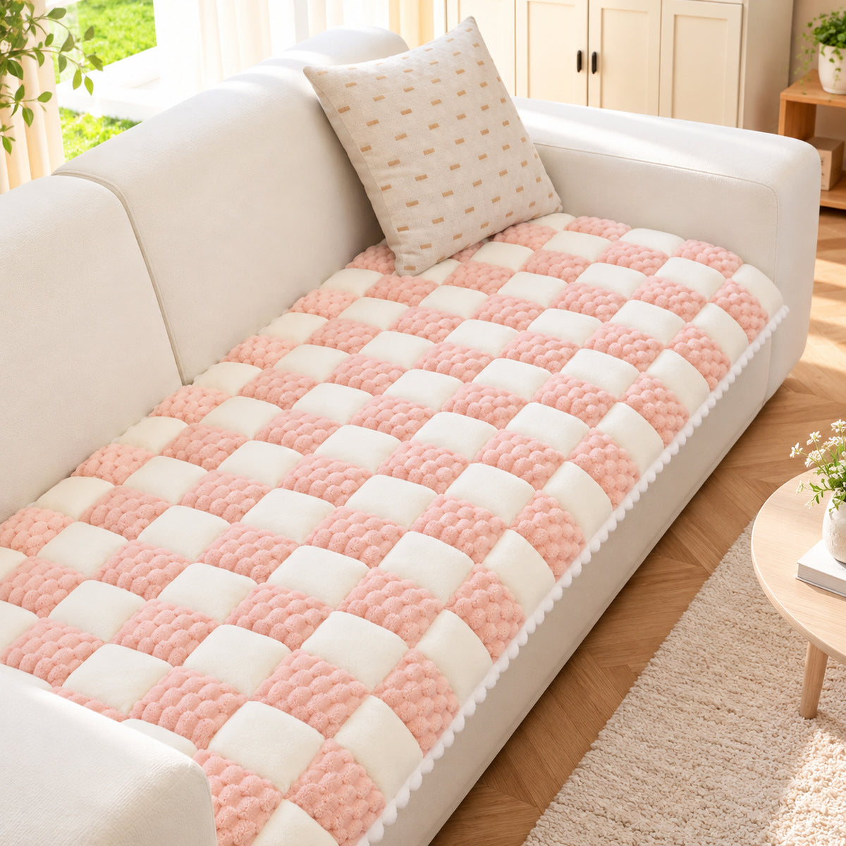 Quilted Plush Sofa Cover | Non-Slip Sofa Protector | Machine Washable
