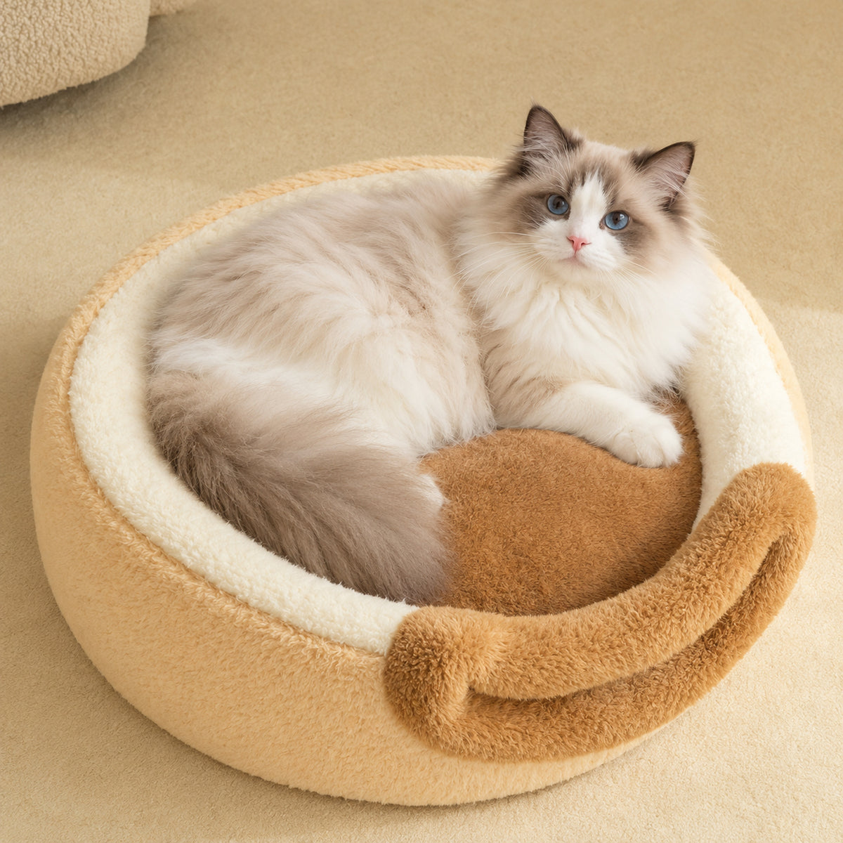 Cat Bed & Dog Bed | Convertible Plush Bear Cave for Winter