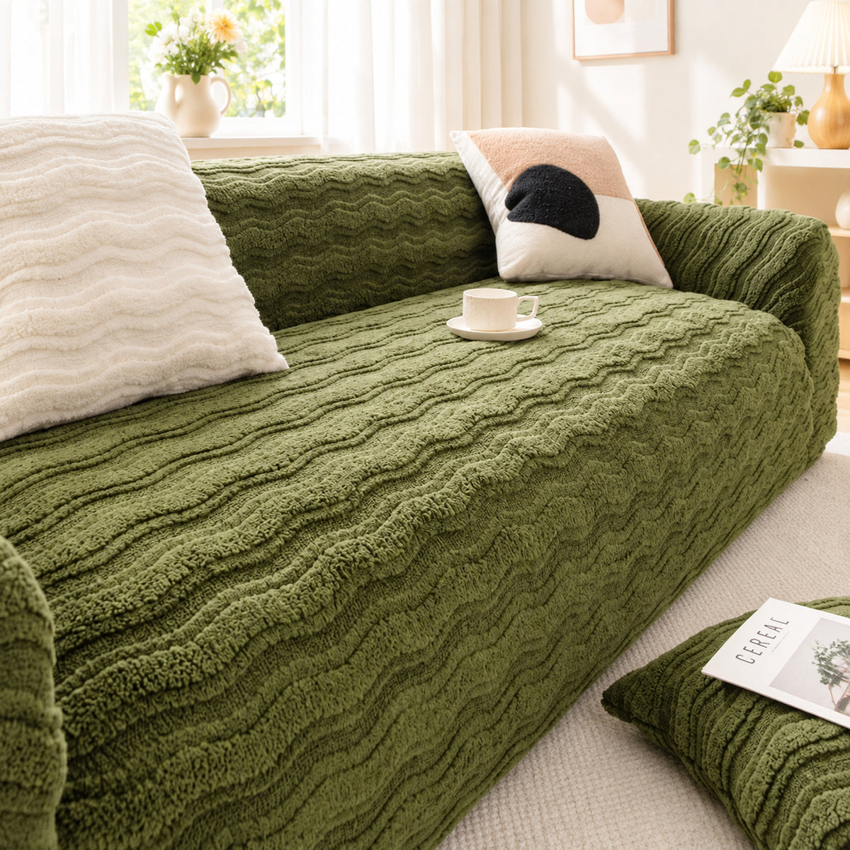 Sofa Cover | Winter Flannel Sofa Protector | Washable & Anti-Scratch