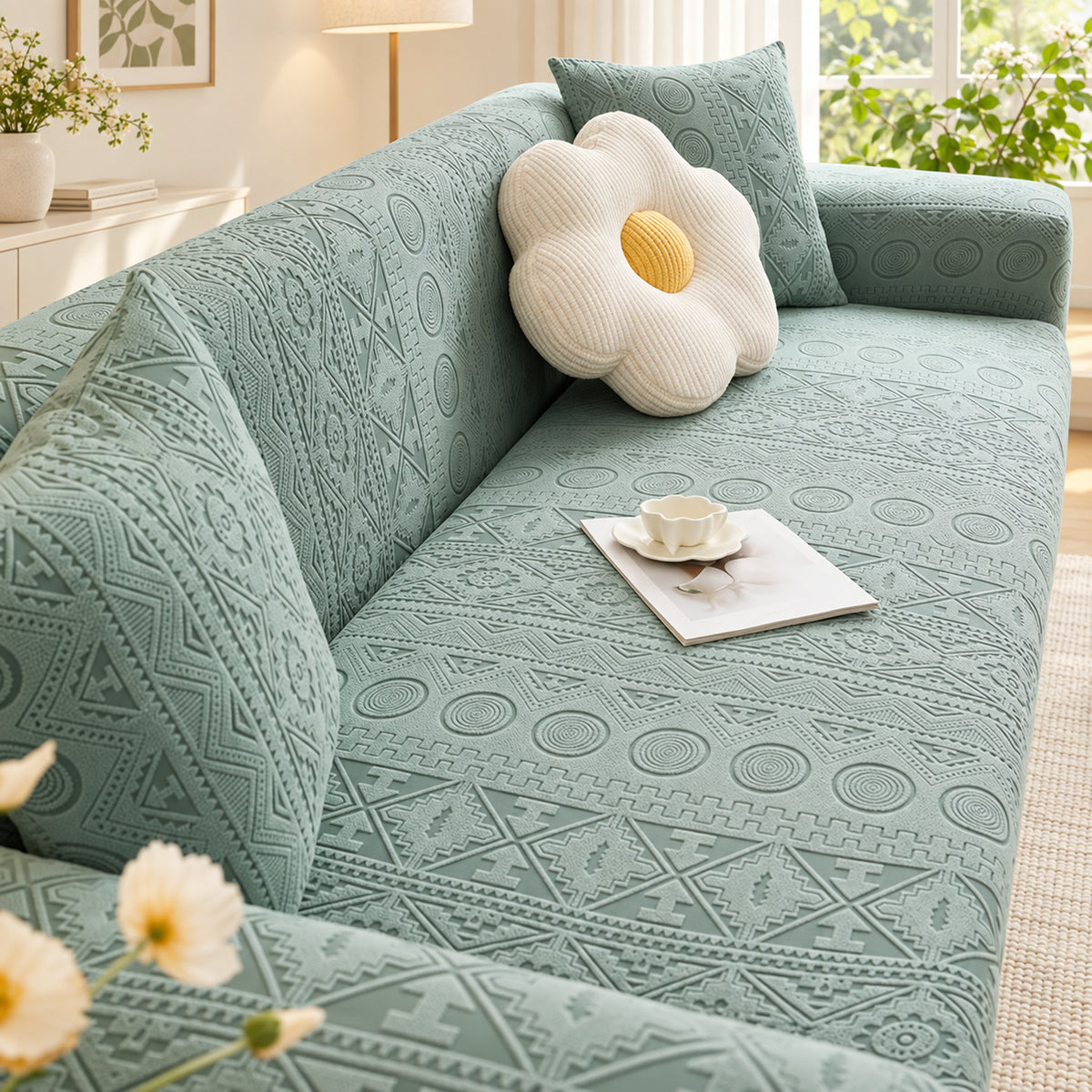 Stretch Sofa Cover | Full-Coverage Sofa Protector | Polyester & Elastane