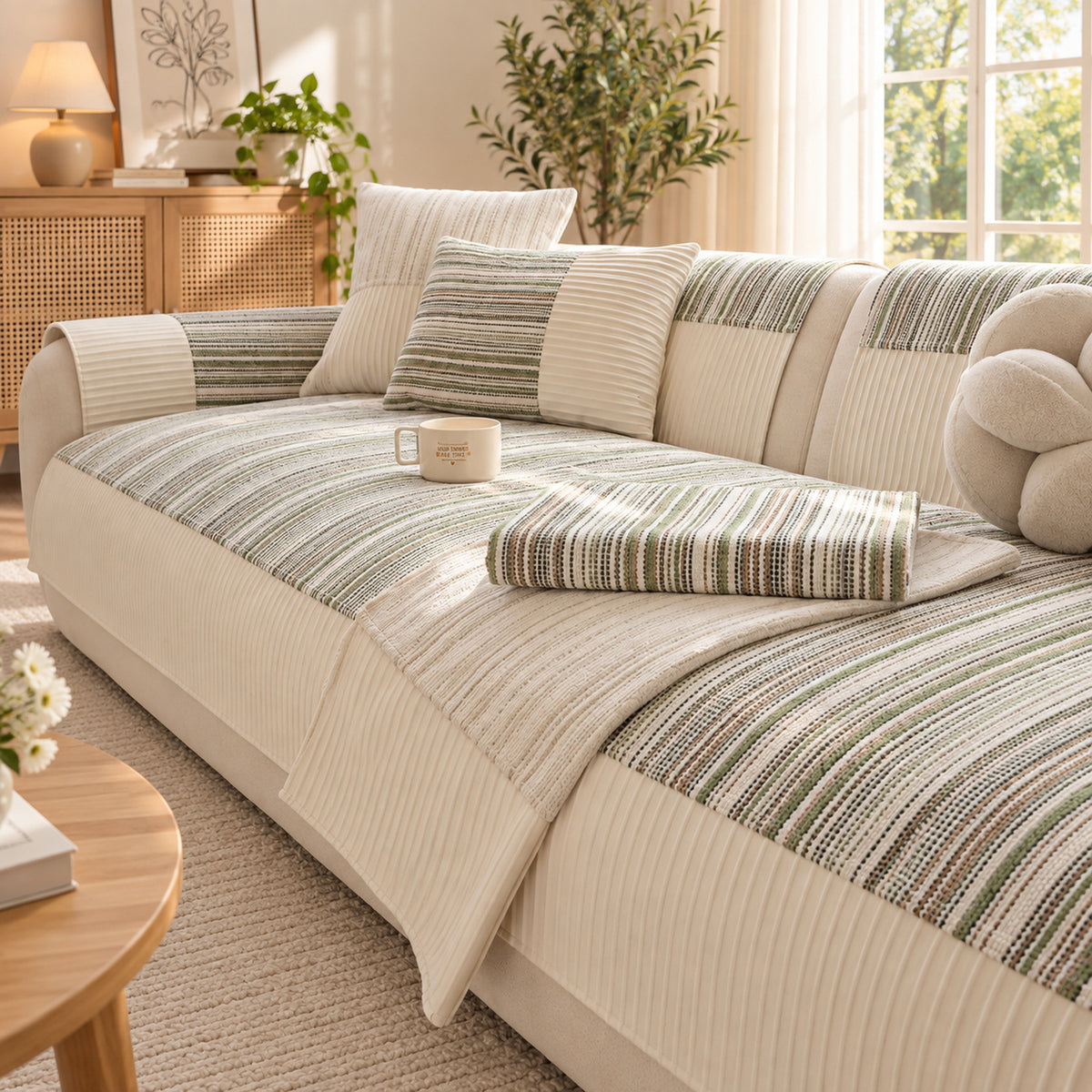 Chenille Sofa Cover | Cat-Scratch-Resistant, Non-Slip Sofa Protector